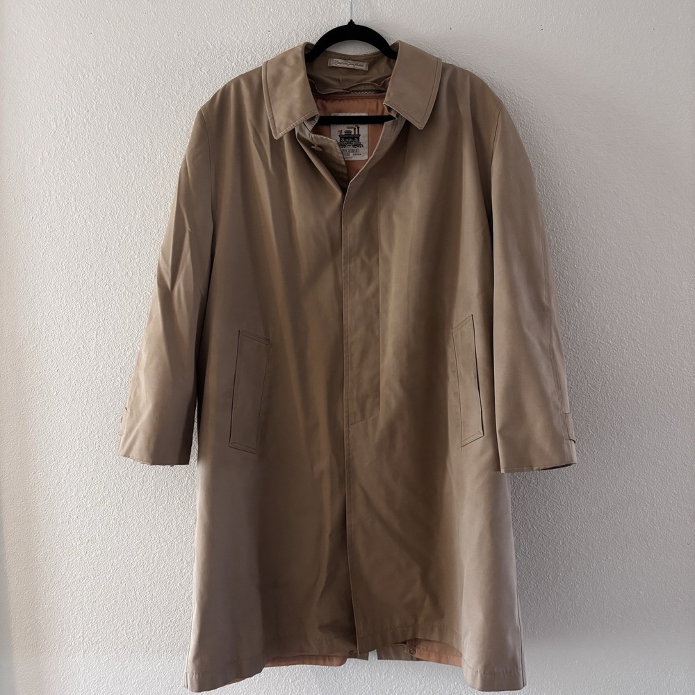 Vintage Martini Men's Trench‎ Coat 42S Removable Lining Tan Overcoat Korea